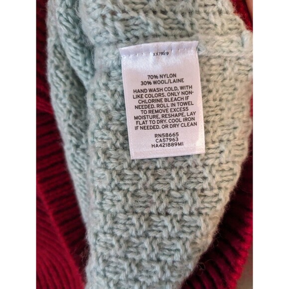 Halogen x Atlantic-Pacific Cable Knit Turtleneck Sweater - Red/Blue … - Picture 5 of 6